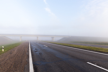 Image showing Road plan bridge fog