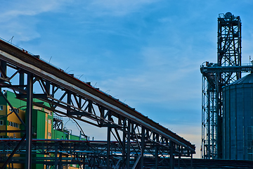 Image showing Modern silos for storing grain harvest. Agriculture. Background.