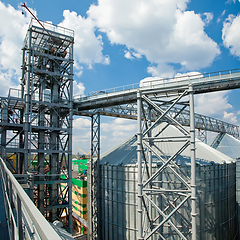 Image showing Modern silos for storing grain harvest. Agriculture. Background.