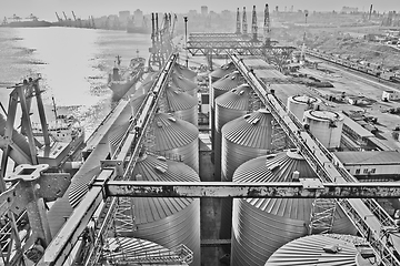 Image showing Modern silos for storing grain harvest. Agriculture. Background.