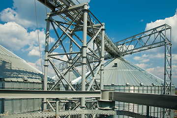 Image showing Modern silos for storing grain harvest. Agriculture. Background.