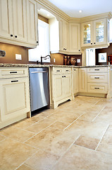 Image showing Tile floor in modern kitchen