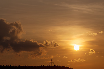 Image showing summer sunset with electricity tower