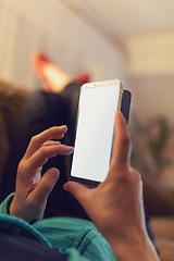 Image showing woman hand holding mobile phone