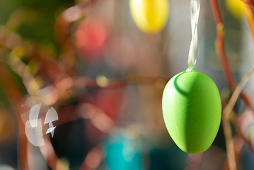 Image showing Easter eggs on tree with bokeh