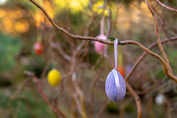 Image showing Easter eggs on tree with bokeh