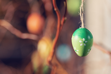 Image showing Easter eggs on tree with bokeh