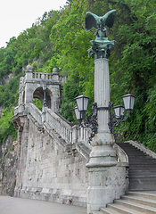 Image showing sculpture and stairs in Budapest