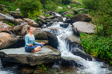 Image showing Woman in Padmasana outdoors