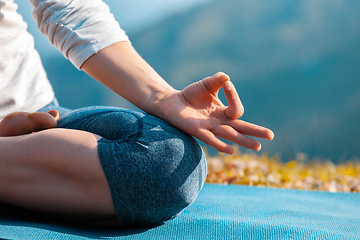 Image showing Close up Padmasana lotus pose