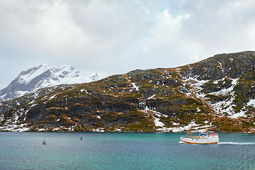 Image showing Fishing ship in fjord in Norway