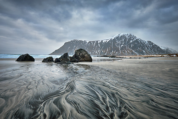 Image showing Rocky coast of fjord in Norway