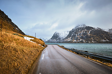 Image showing Road in Norway along the fjord