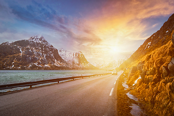 Image showing Road in Norway in fjord