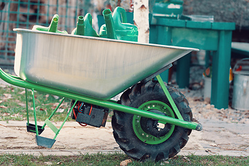 Image showing electrify powered motorized garden wheelbarrow