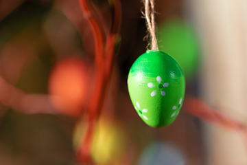 Image showing Easter eggs on tree with bokeh