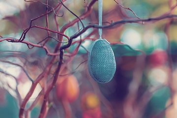 Image showing Easter eggs on tree with bokeh