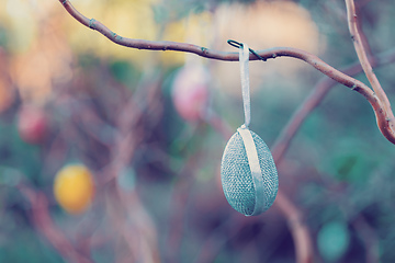 Image showing Easter eggs on tree with bokeh