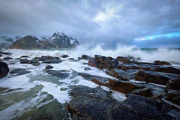 Image showing Rocky coast of fjord in Norway