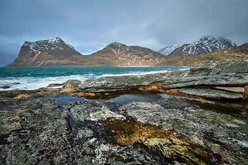 Image showing Rocky coast of fjord in Norway