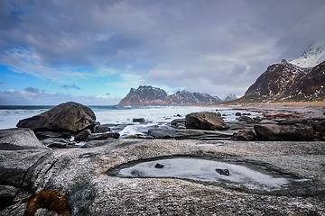 Image showing Beach of fjord in Norway