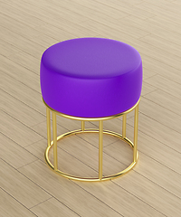 Image showing Leather stool on wooden floor