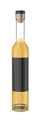 Image showing Tall whisky bottle with black blank label