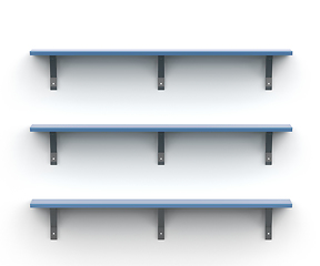 Image showing Empty wooden shelves on the wall