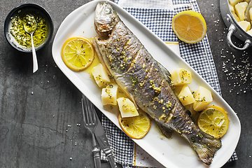 Image showing Roasted fish meal