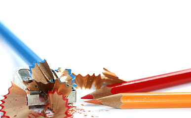 Image showing Pencils and sharpener