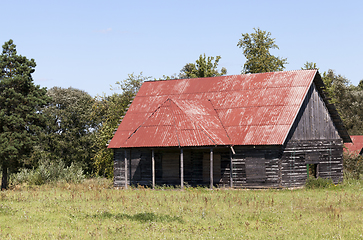 Image showing Abandoned unfinished wooden house