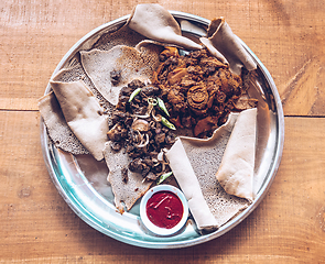 Image showing Injera traditional and national dish of Ethiopia