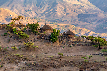 Image showing mountain landscape with houses, Ethiopia