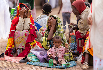 Image showing orthodox christian at worship on street of Ethiopia