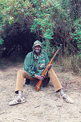 Image showing park scout with rifle in Simien Mountain, Ethiopia