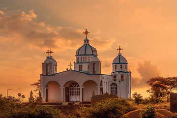Image showing Orthodox Christian Church in sunset, Ethiopia