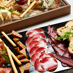 Image showing Antipasto Platter Cold meat plate with grissini breadsticks.