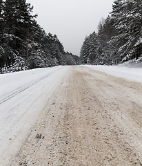 Image showing Winter road under the snow