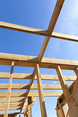 Image showing Wooden construction house