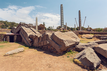 Image showing Ancient obelisks in city Aksum, Ethiopia