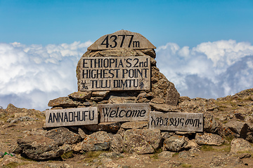 Image showing The highest peak signpost of Bale Mountain