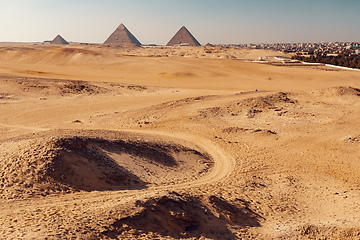 Image showing Panorama of the Great Pyramids of Giza, Egypt