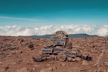 Image showing The highest peak signpost of Bale Mountain