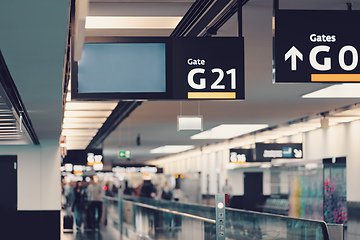 Image showing Peoples walking in Vienna airport terminal