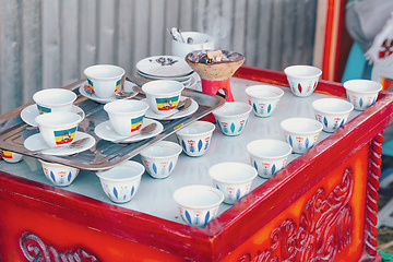 Image showing cup of Ethopian coffee with aromatic frankincense