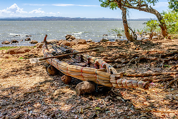 Image showing traditional fishing papyrus boats, Ethiopia