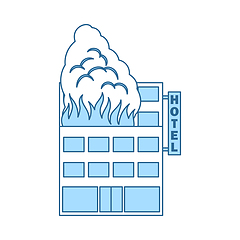 Image showing Hotel Building In Fire Icon