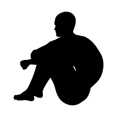 Image showing Sitting Pose Man Silhouette