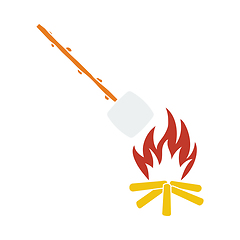 Image showing Icon Of Camping Fire With Roasting Marshmallow
