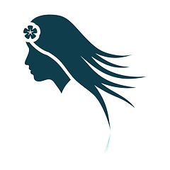 Image showing Woman Head With Flower In Hair Icon